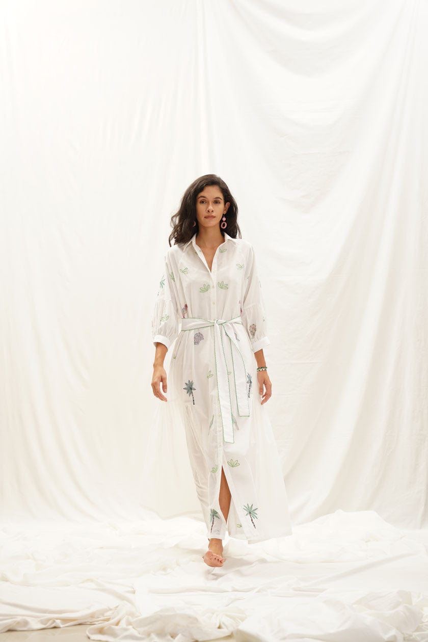 Embroidered Hawaiian Dress Cotton Maxi Dress by BRDR NELLIE&DOVE Embroidered Hawaiian Dress Cotton Maxi Dress by BRDR NELLIE&DOVE
