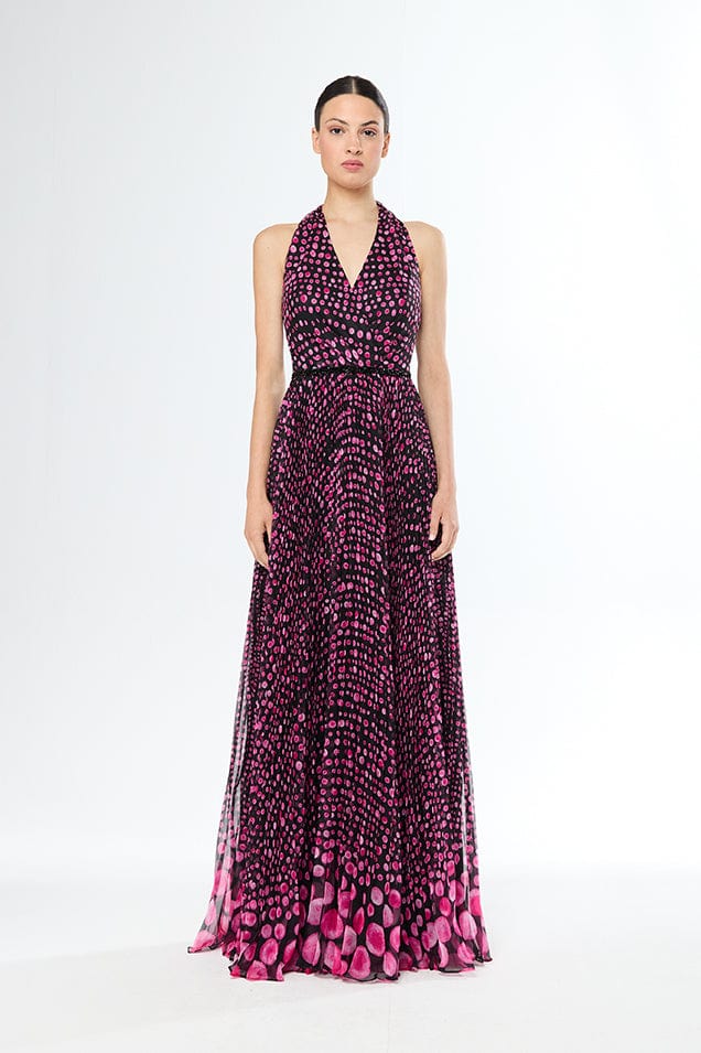 sachin and babi light blue dress Harmur Silk Fuchsia Maxi Dress with Crystal Neck Detail Size S (UK 8) –  Sellier main image 1