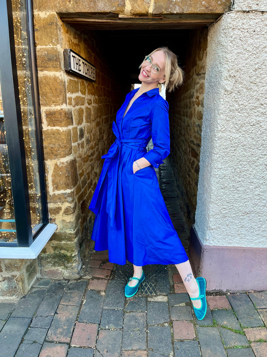 Midi Coat Dress in Royal Blue – NELLIE&DOVE