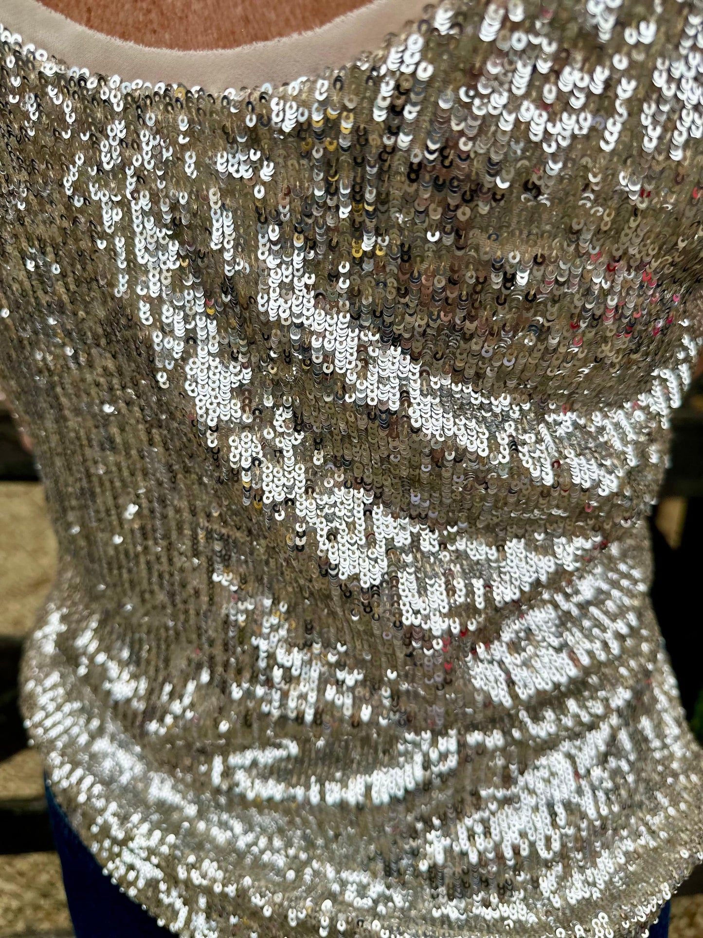 Carla Ruiz Tops Stardust Sequin Top in Off White