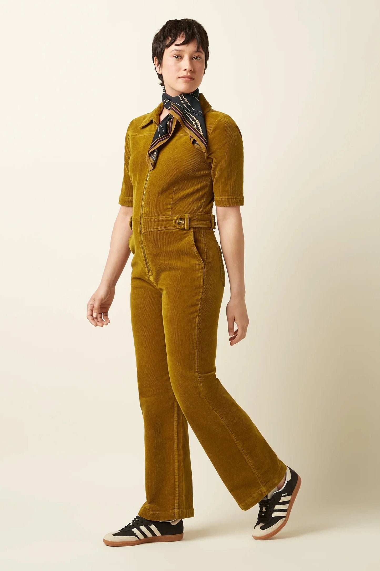 King Louie Jumpsuits Garbo Corduroy Jumpsuit in Golden Brown