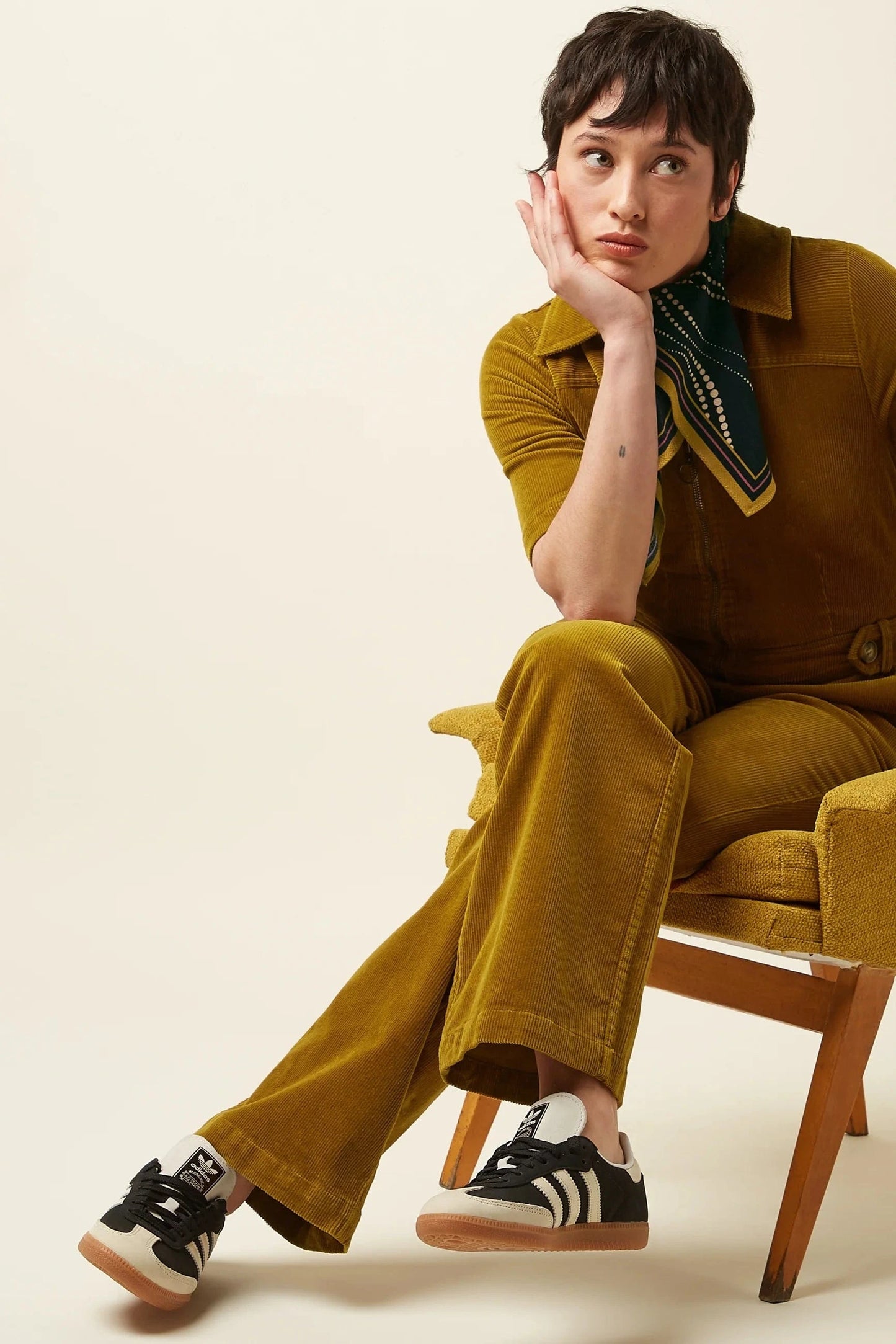 King Louie Jumpsuits Garbo Corduroy Jumpsuit in Golden Brown