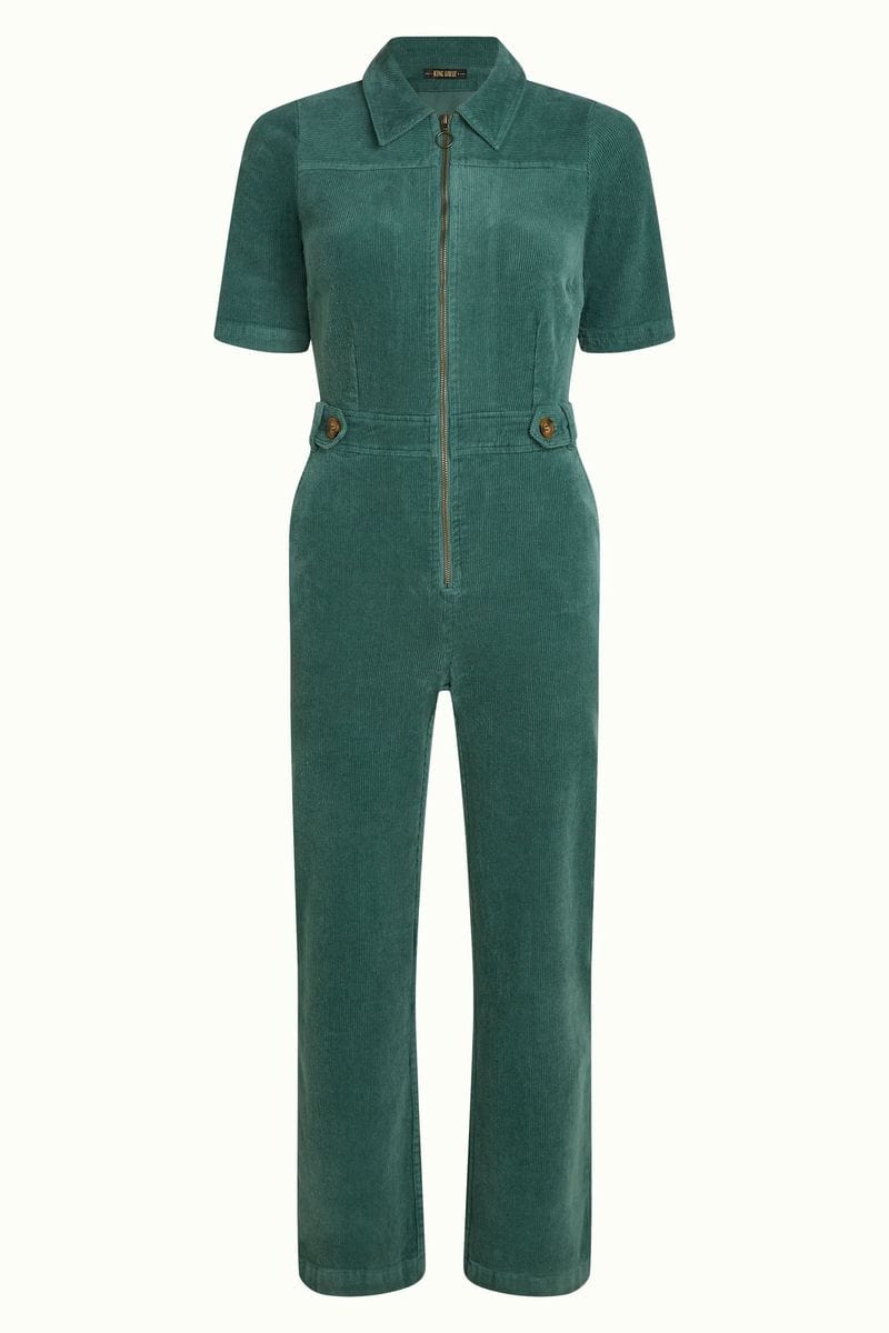 King Louie Jumpsuits Garbo Corduroy Jumpsuit in Matcha Green