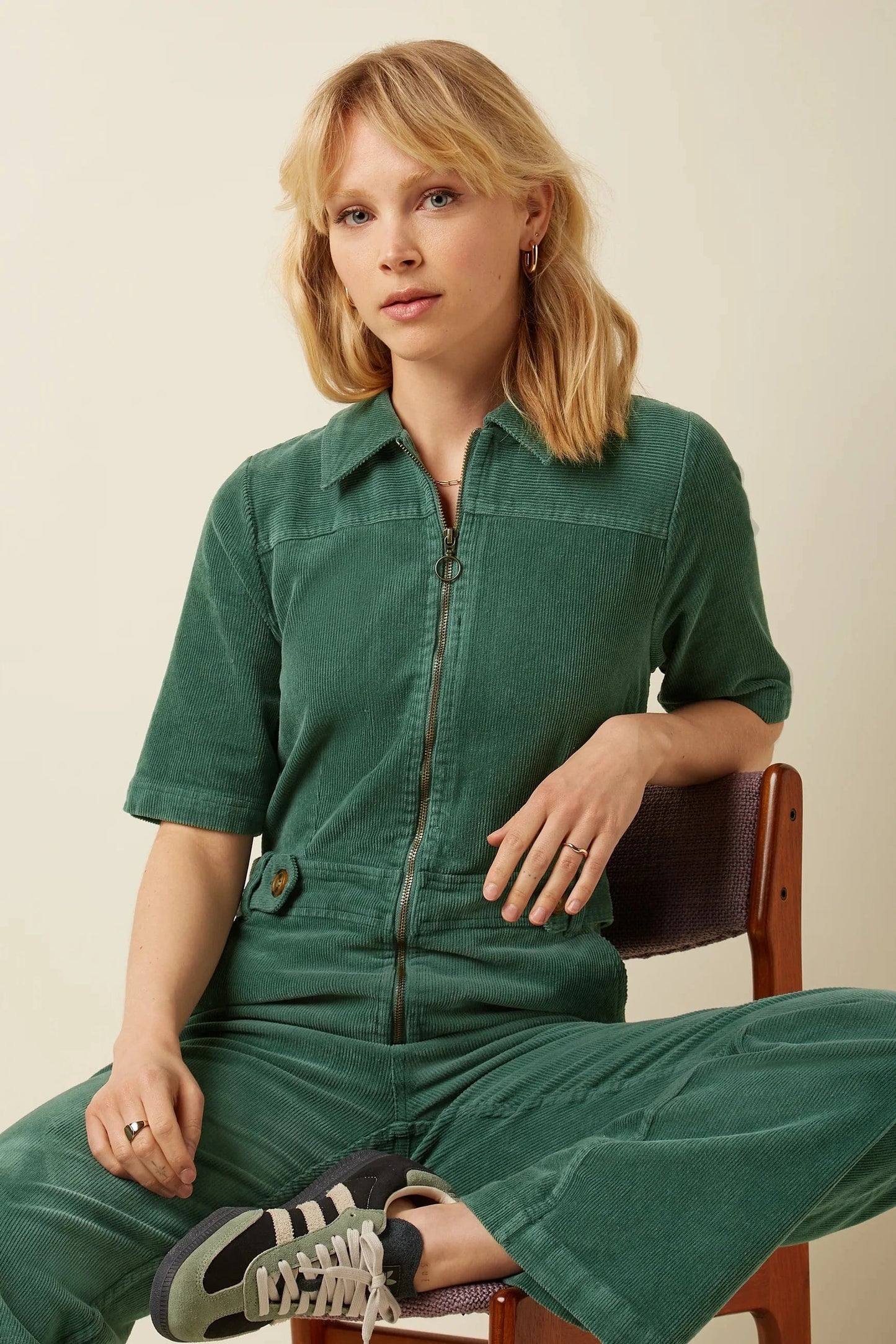 King Louie Jumpsuits Garbo Corduroy Jumpsuit in Matcha Green