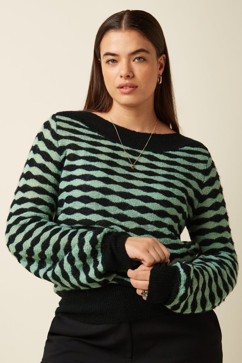 King Louie Knitwear Erin Bell Top Bodega in Black