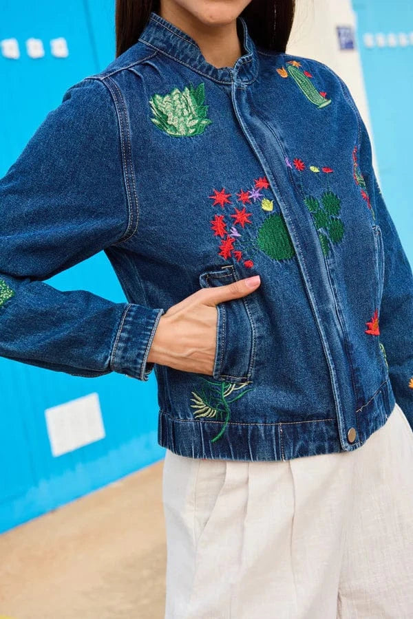 Aliyah Cactus Embroidery Jacket – Colourful Luna Llena Jacket at Nellie & Dove