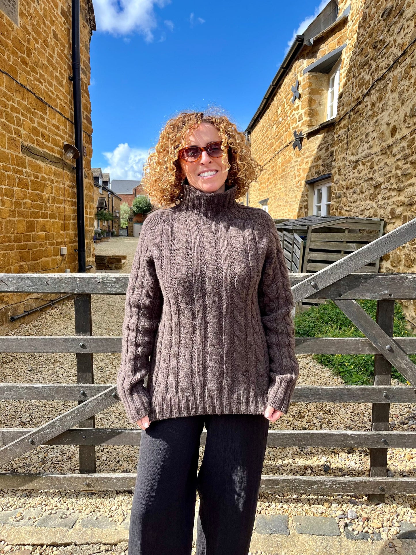 NELLIE&DOVE Jumpers Highland Heather Cable Knit Jumper in Chestnut