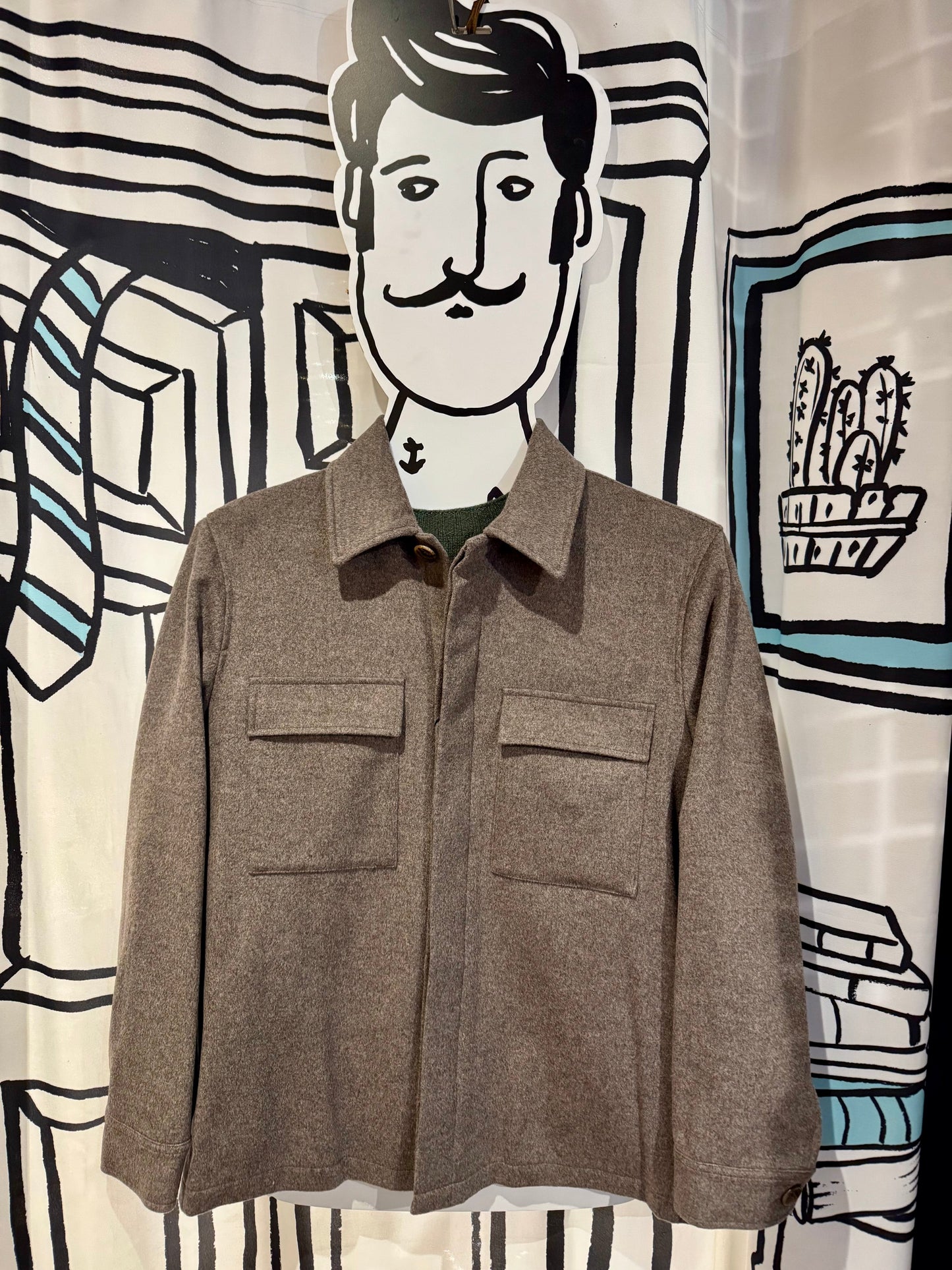 SAND - Mens Mens Jackets Aiden Cashmere Blend Shacket in Fawn