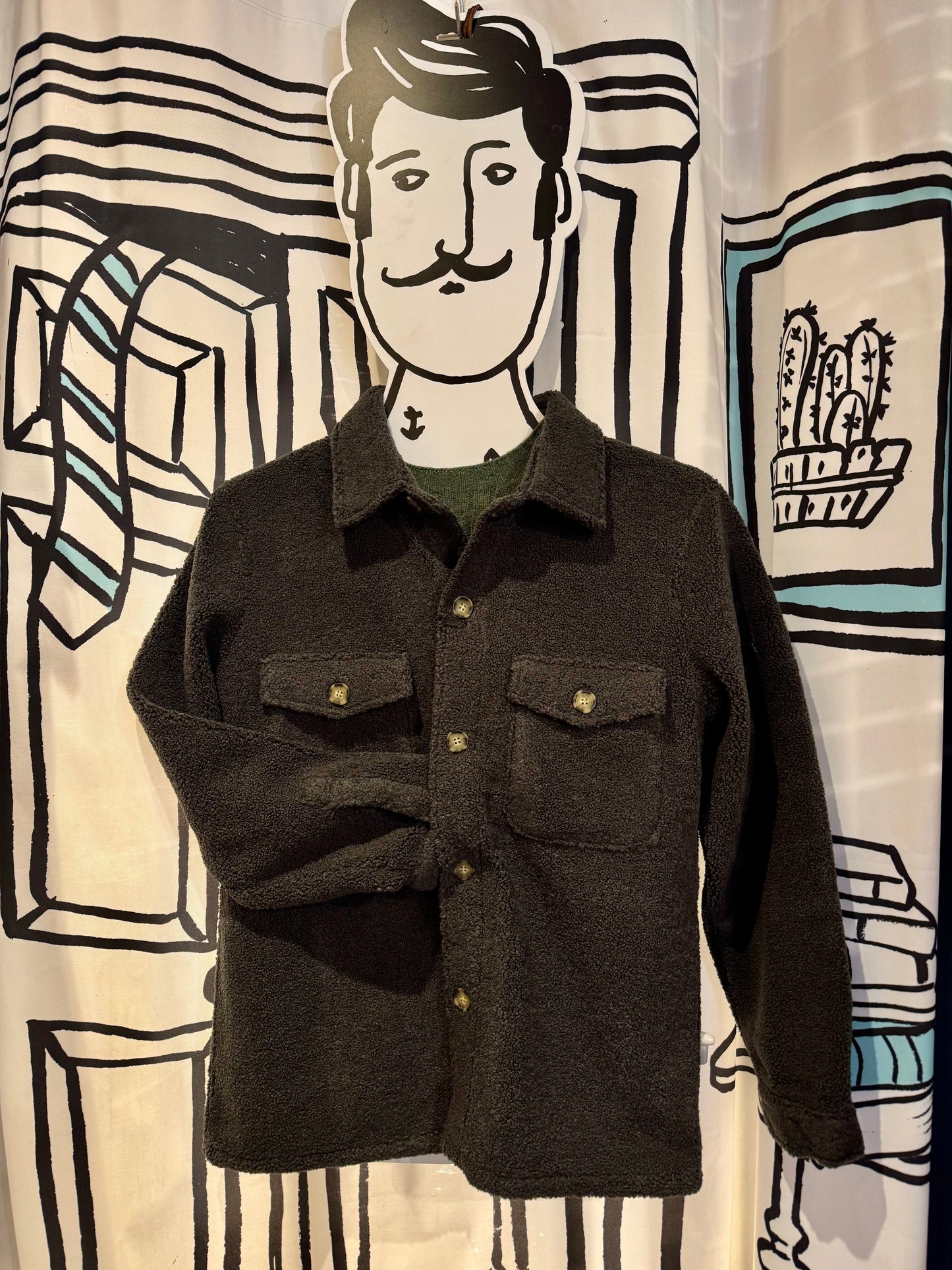 SAND - Mens Mens Jackets Anders Teddy Over Shirt in CHARCOAL