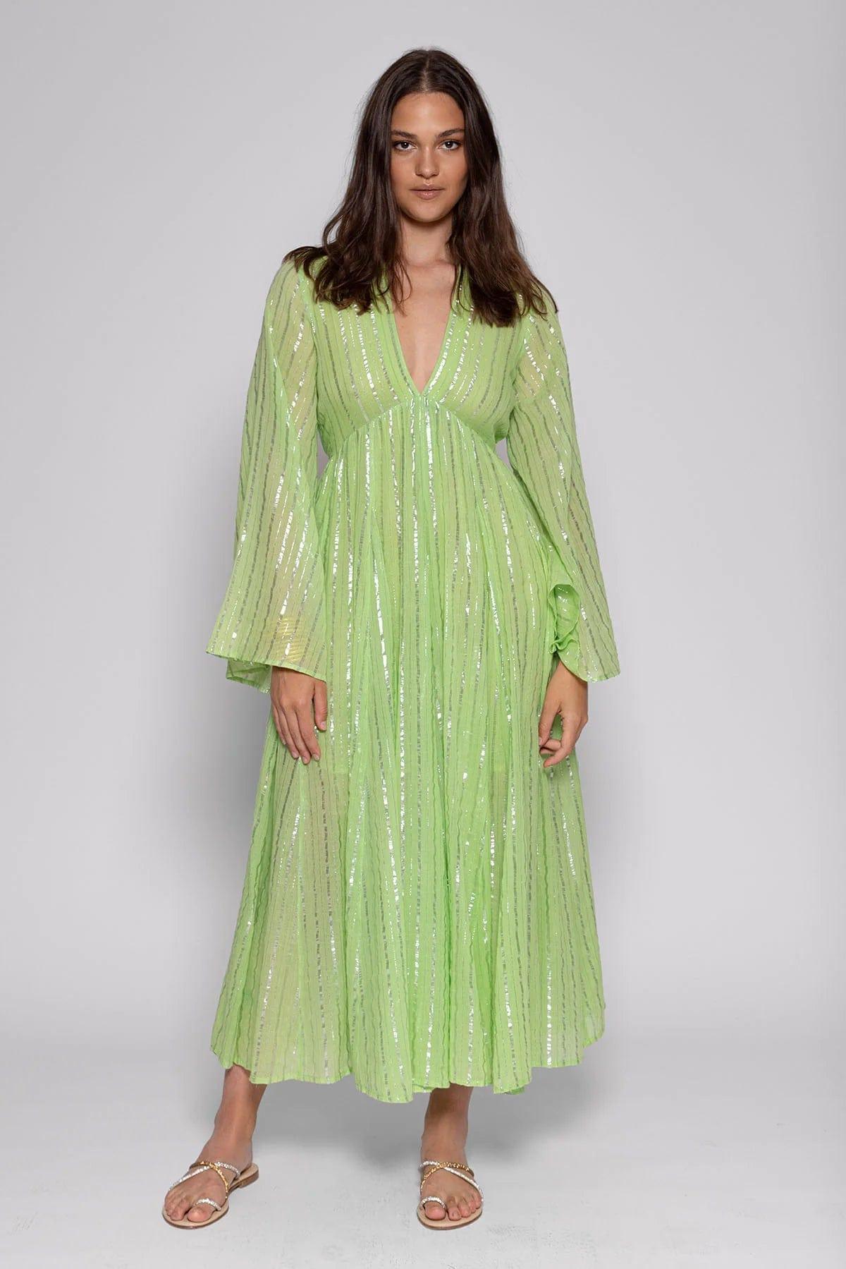 Maud Long Dress Athene Lime NELLIE DOVE