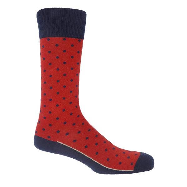 Peper Harow Socks Mens Socks Pin Polka Premium Men's Cotton Socks: Azure