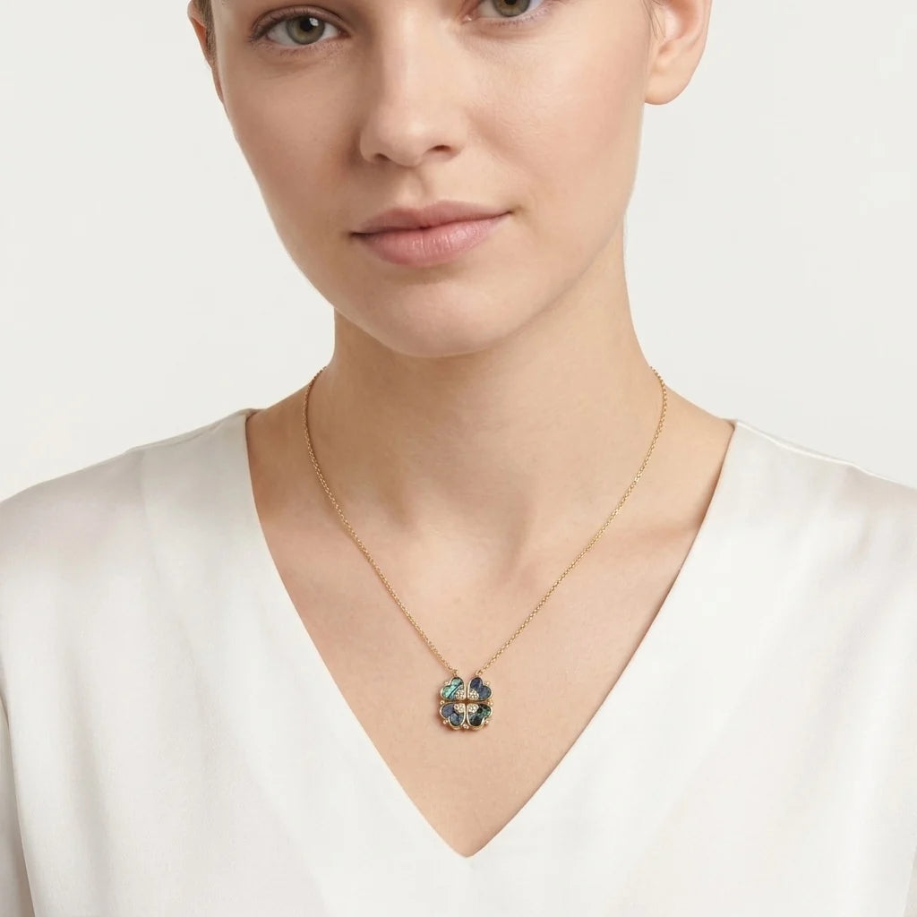 Opening Clover Necklace Abalone
