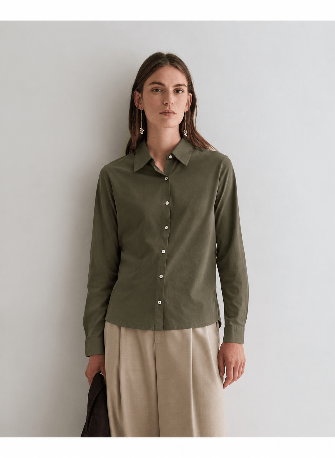 The Marlowe Cotton Shirt in Khaki