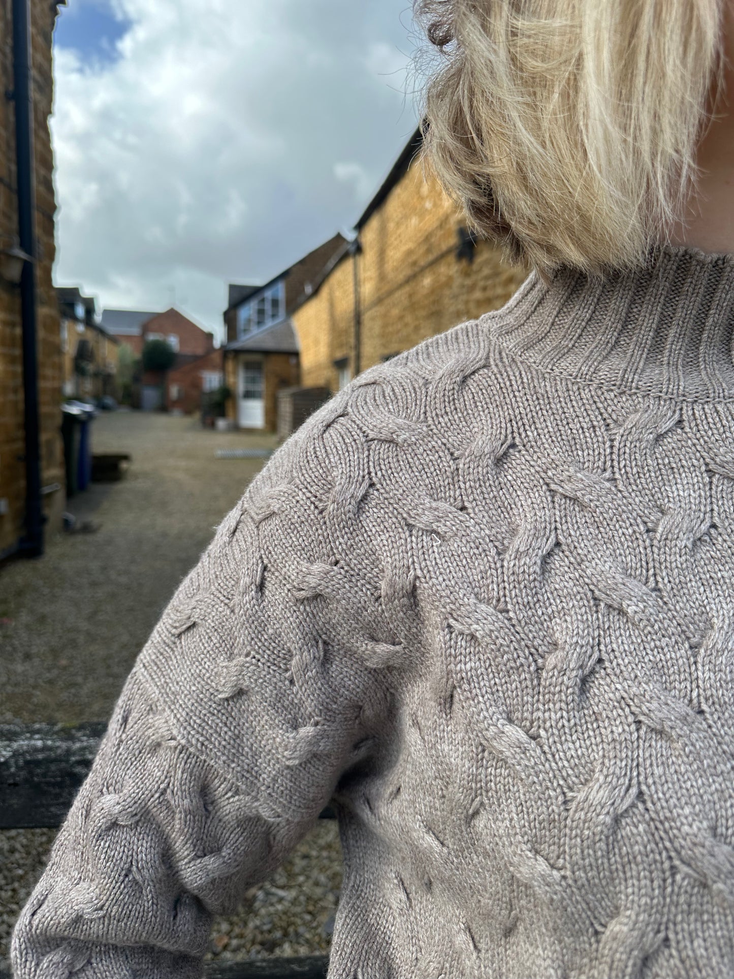 Margot Cable Knit High Neck in Taupe