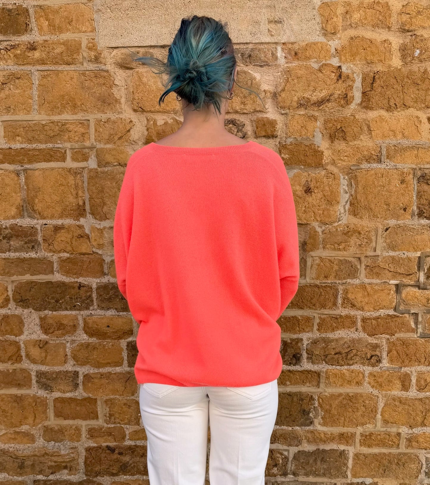 Absolut Cashmere Knitwear Camille Jumper in Flouro Coral