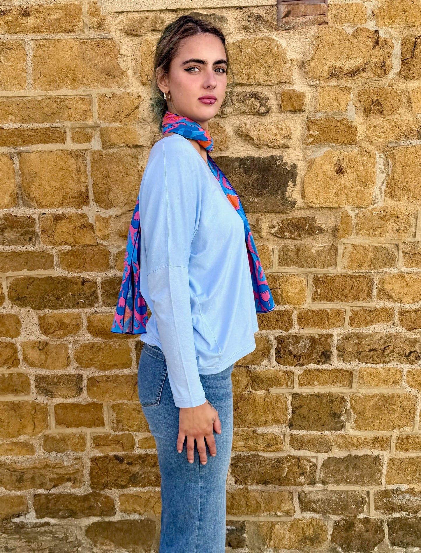 Absolut Cashmere Tops Misty T-Shirt in Celeste Blue