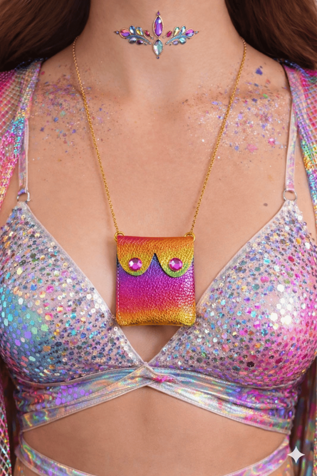 'Alkemest Party Accessory – Leather Boob pouch – Statement accessory: Gold