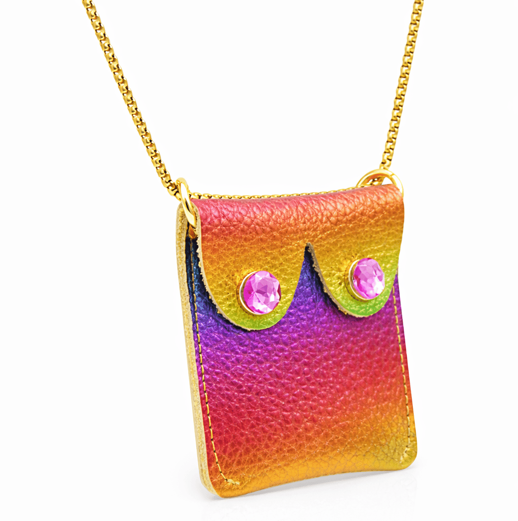 'Alkemest Party Accessory – Leather Boob pouch – Statement accessory: Gold