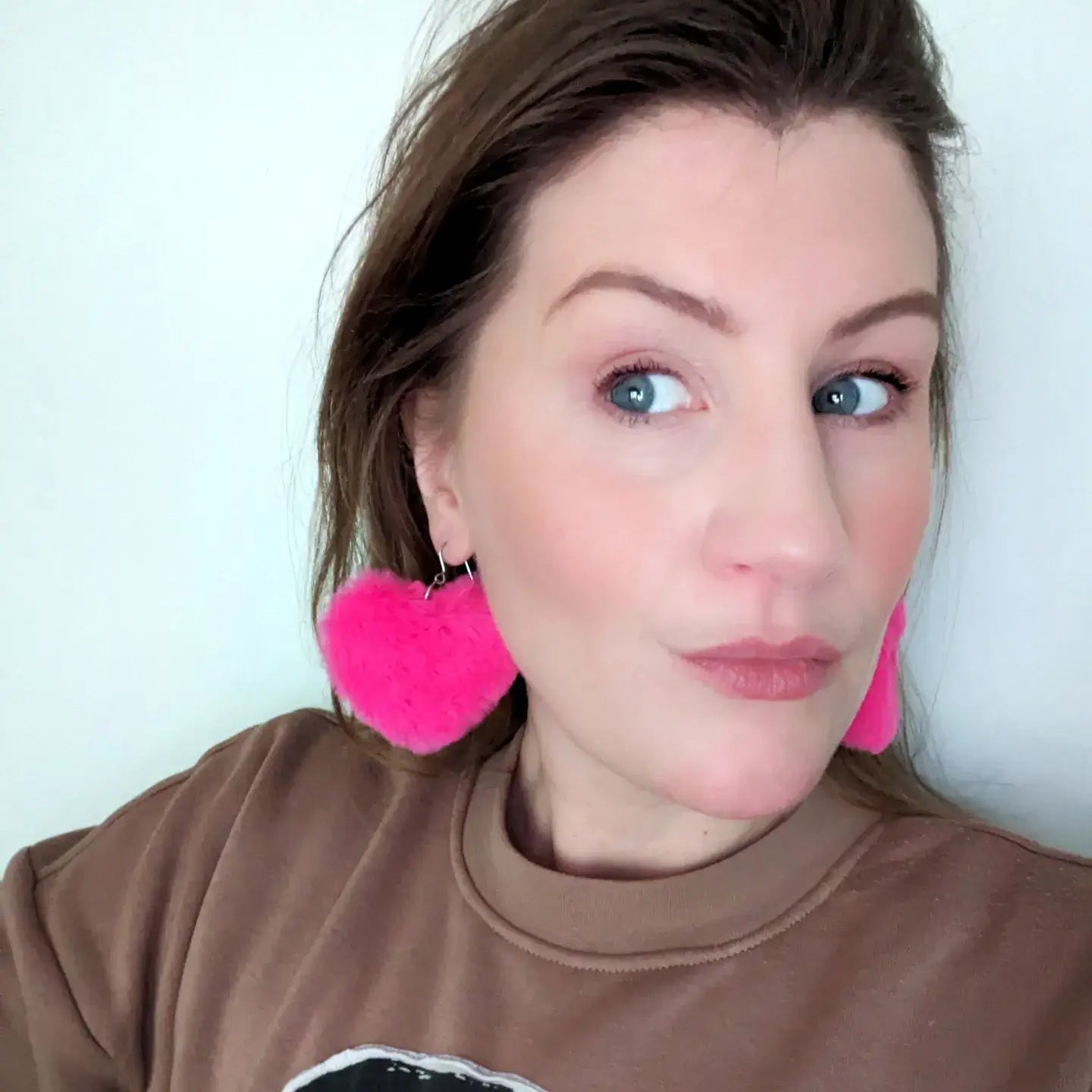 All The Discos Earrings Fluffy Heart Dangle Earrings