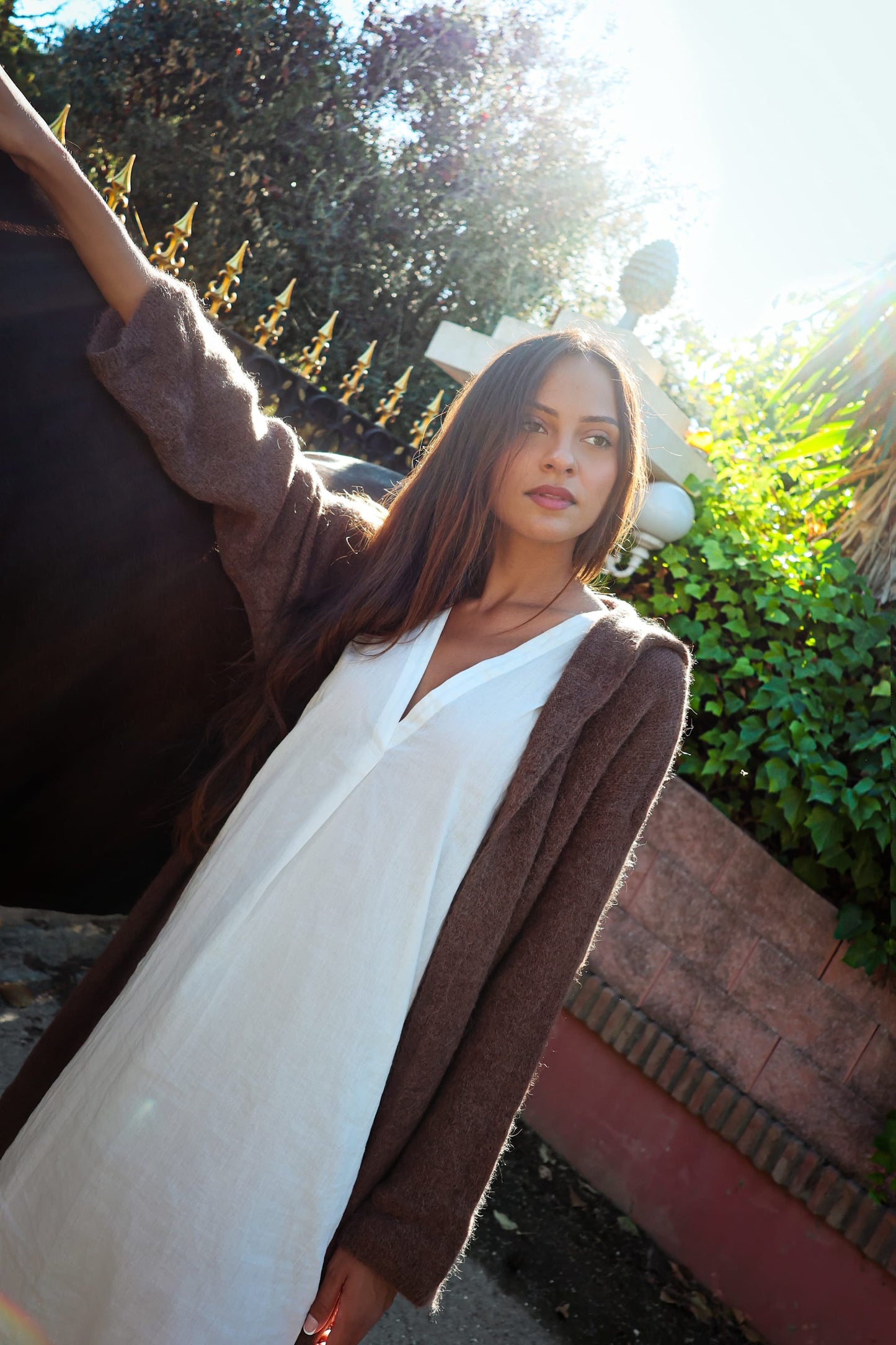 American Dreams Knitwear June Alpaca Cardigan with Hood in Cocoa Brown