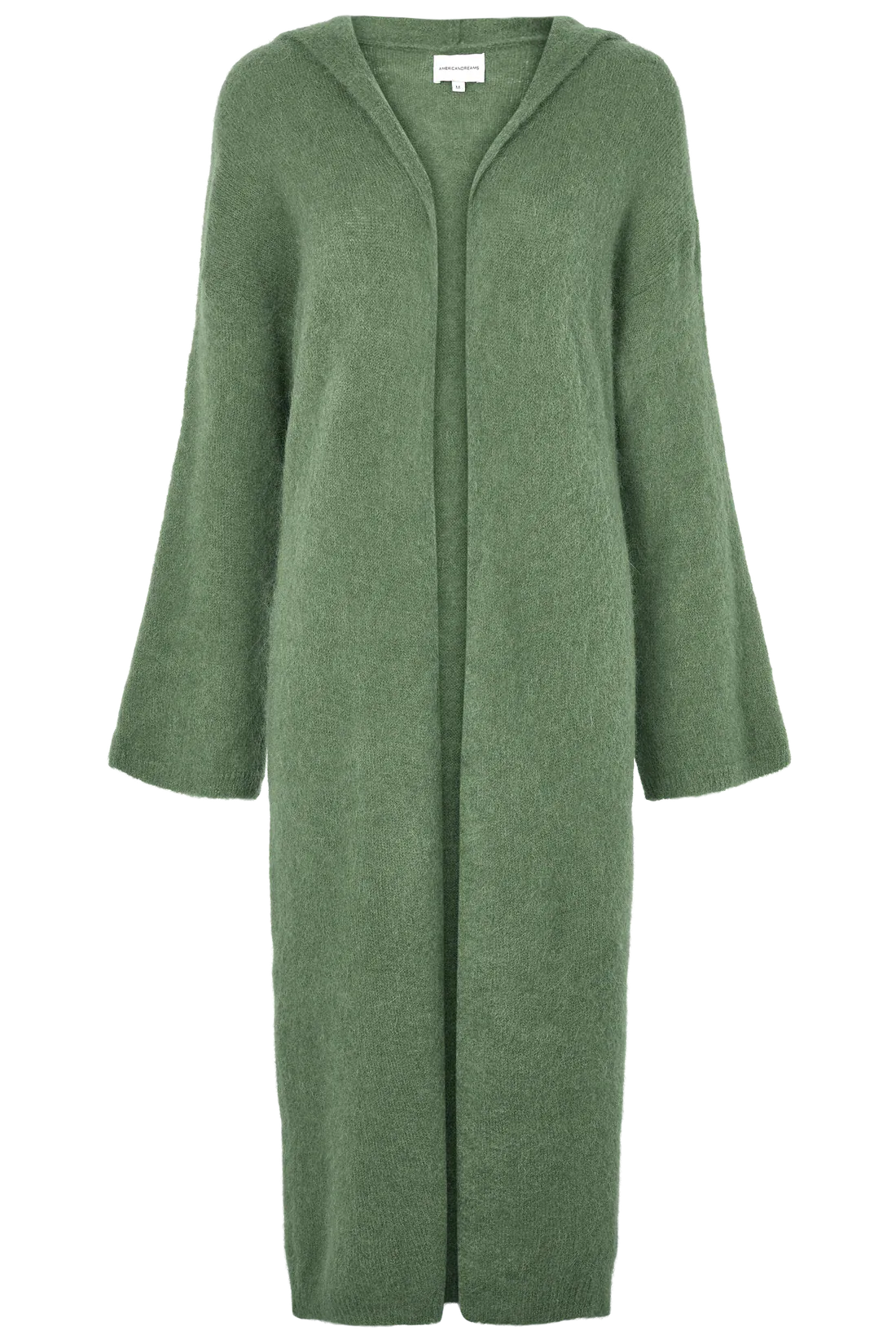 American Dreams Knitwear ONE SIZE June Long Alpaca Cardigan With Hood in Dusty Green
