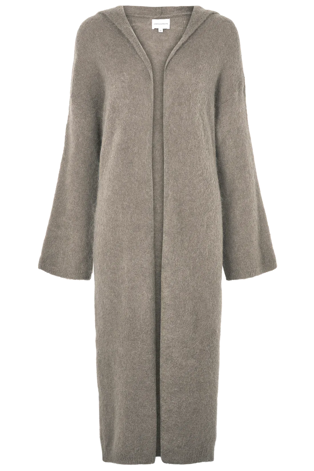 American Dreams Knitwear ONE SIZE June Long Alpaca Cardigan With Hood in Light Taupe
