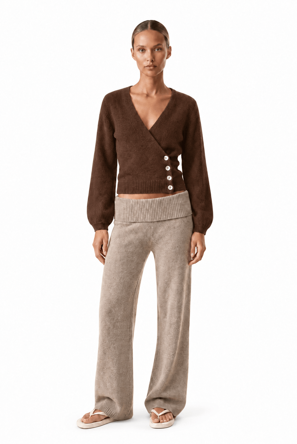 American Dreams Knitwear SIZE SMALL Mariya Wrap Cardigan Cocoa