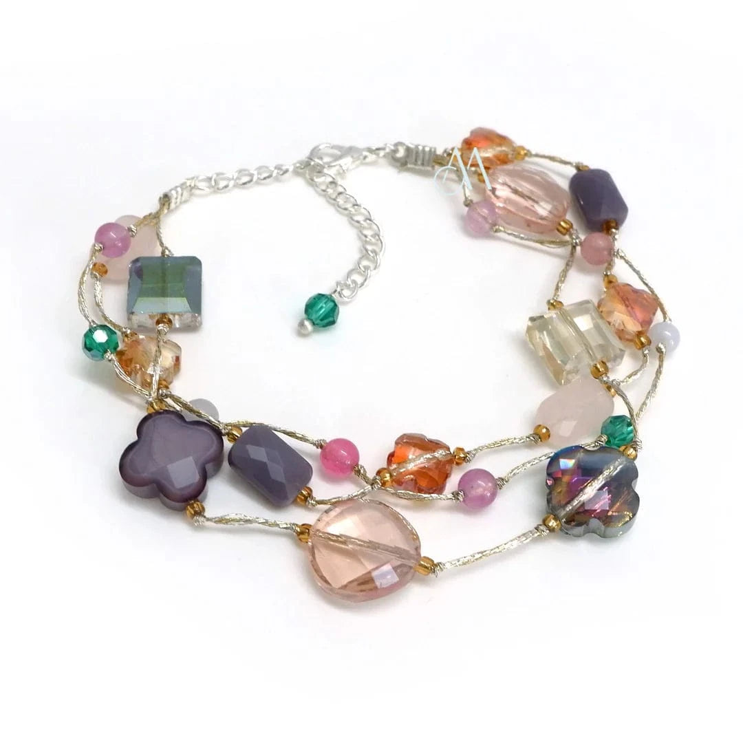 Annabella Moore Bracelets Eclectic Mix Gemstone Bracelet, Handcrafted on Silk