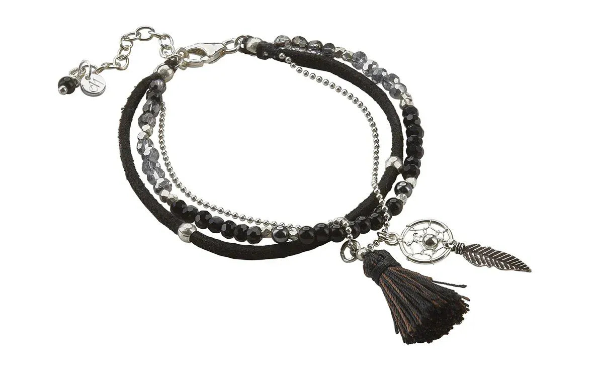 Annabella Moore Bracelets Handcrafted Black Agate Gemstone and Sterling Silver Bracelet