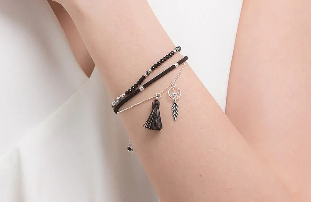 Annabella Moore Bracelets Handcrafted Black Agate Gemstone and Sterling Silver Bracelet
