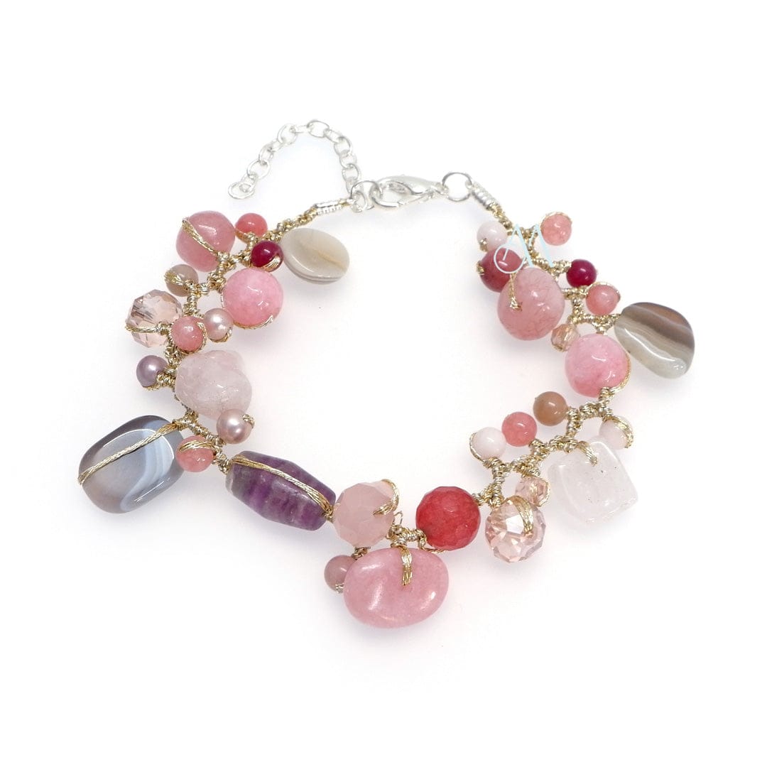 Annabella Moore Bracelets Handcrafted Gemstone and Crystal Bracelet on Silk