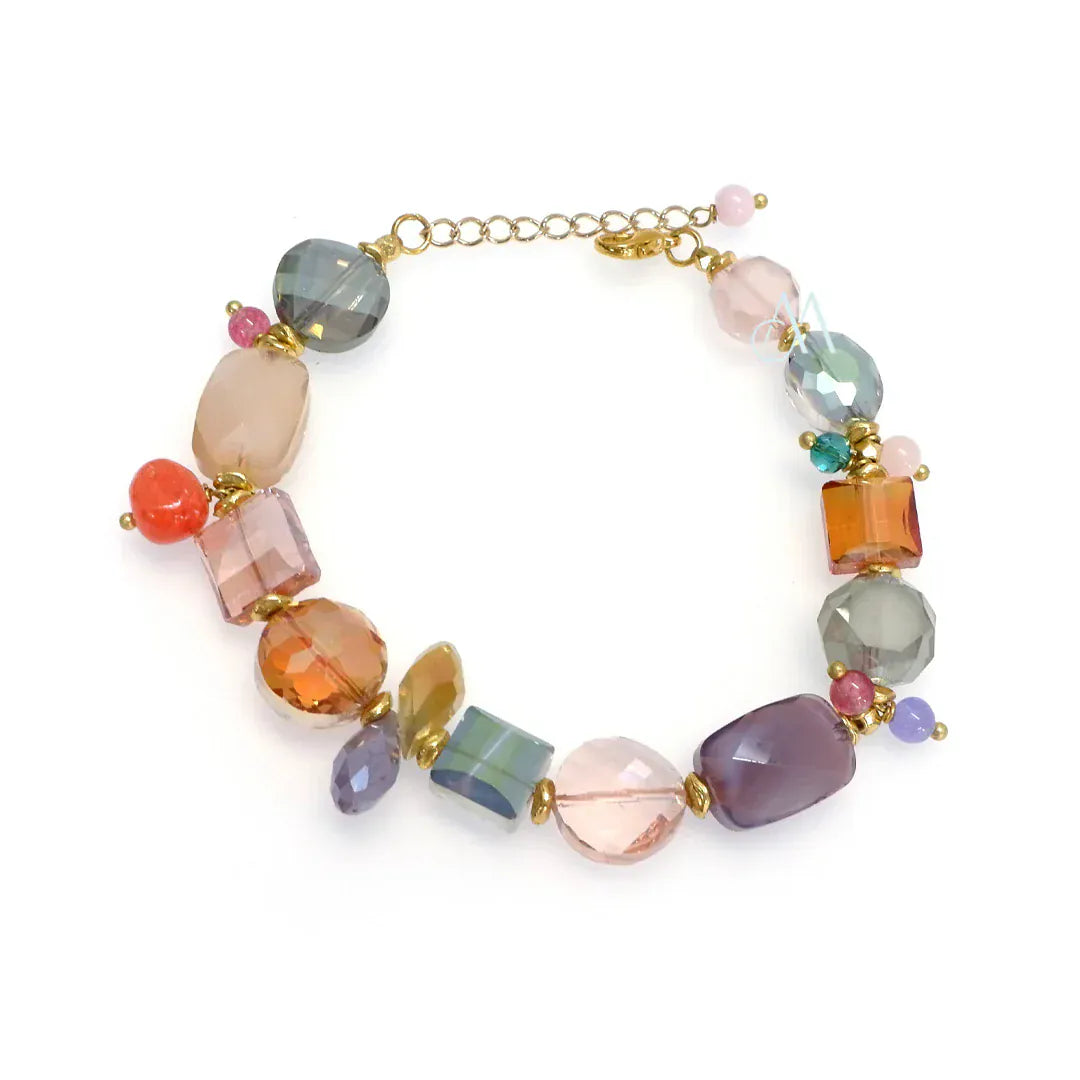 Annabella Moore Bracelets Handcrafted Jade and Crystal Bracelet on Silk