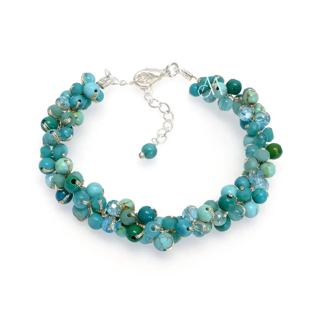 Annabella Moore Bracelets Handcrafted Turquoise and Chrysocolla Bracelet on Silk