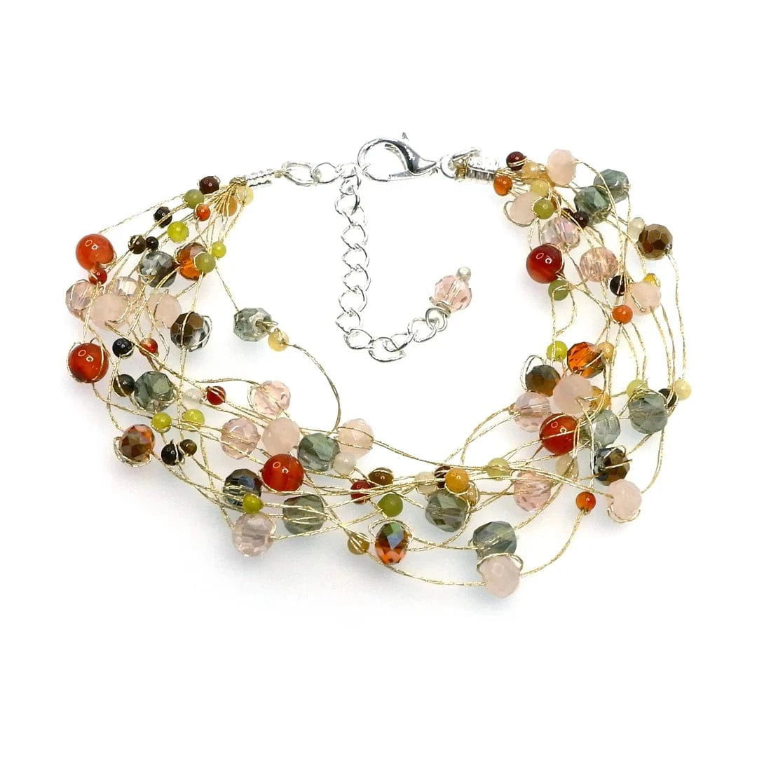 Annabella Moore Bracelets Jasper and Carnelian Gemstone Bracelet, Handcrafted on Silk