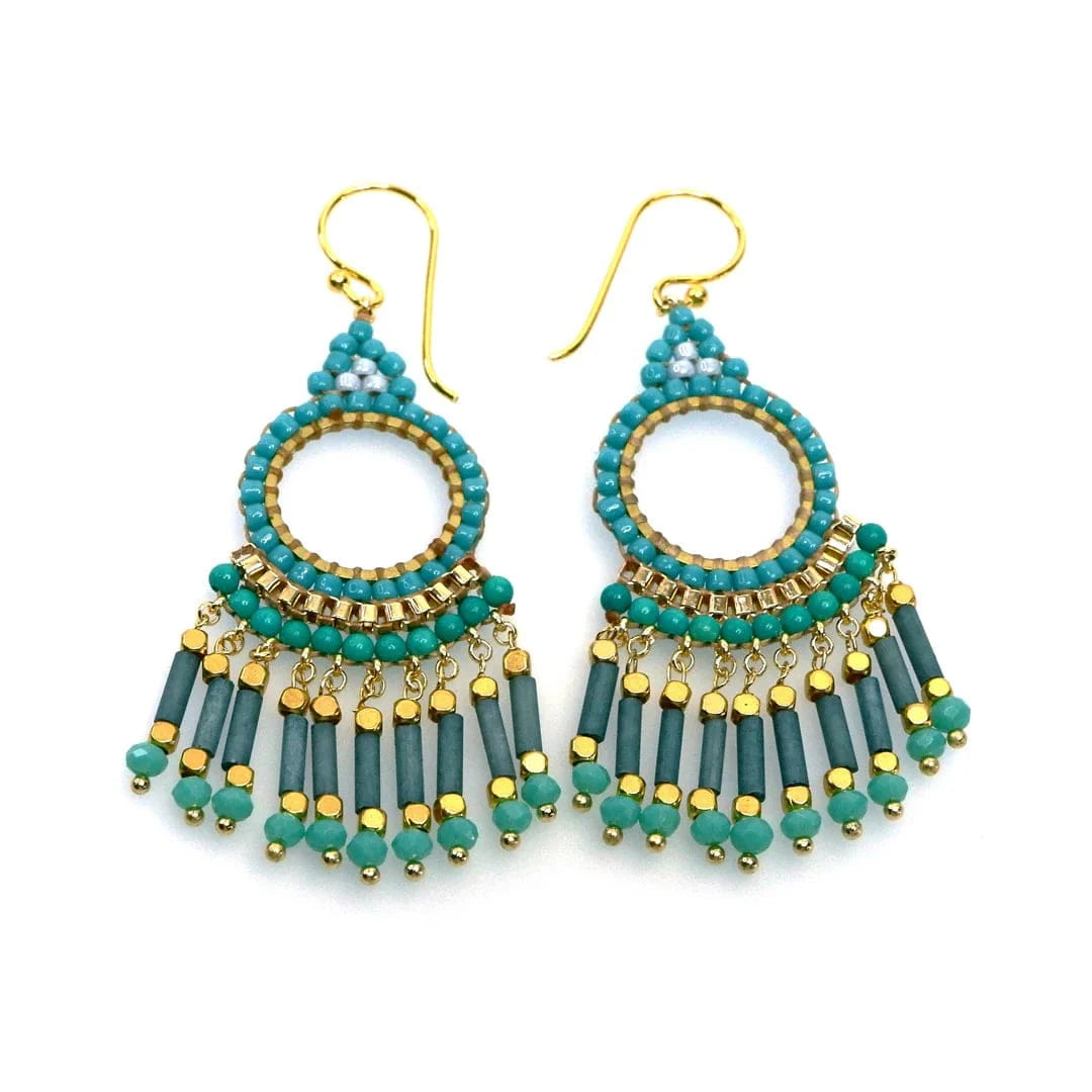 Annabella Moore Earrings Handcrafted Gemstone and Crystal Earrings - Turquoise