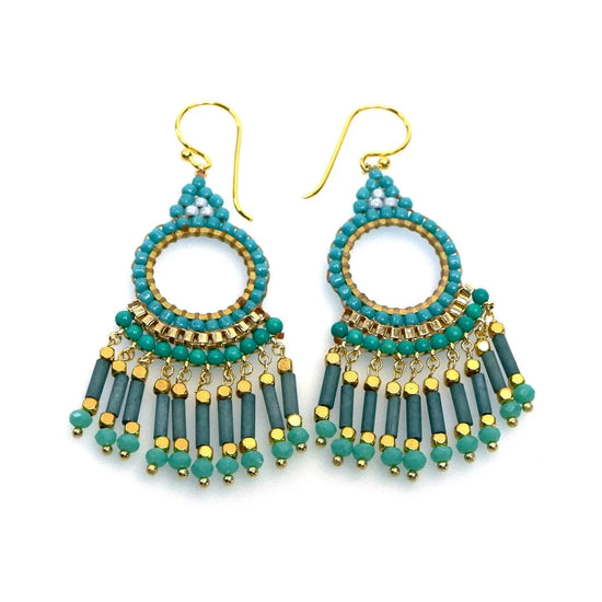 Annabella Moore Earrings Handcrafted Gemstone and Crystal Earrings - Turquoise