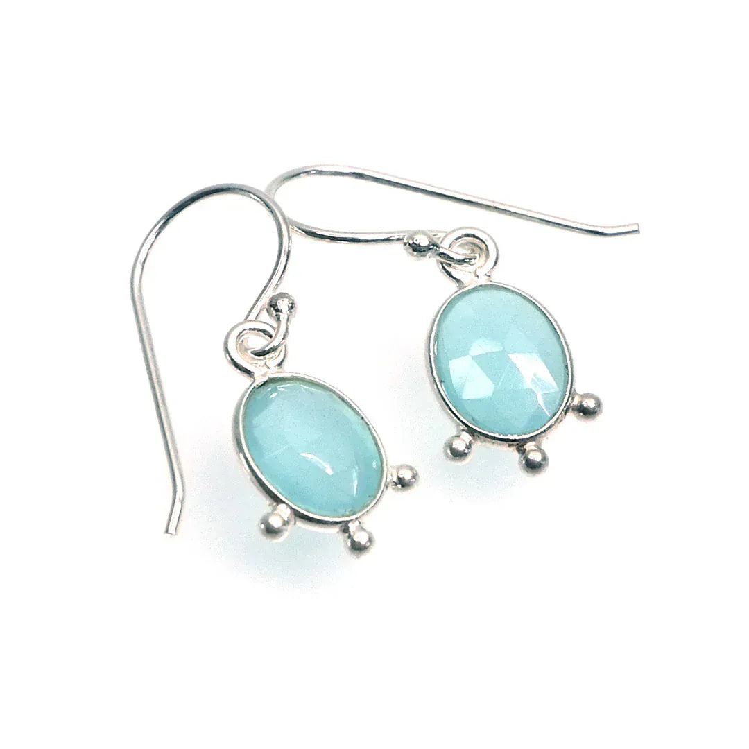 Annabella Moore Earrings Handcrafted Gemstone Earrings -  Blue Chalcedony Gemstones with Sterling Silver
