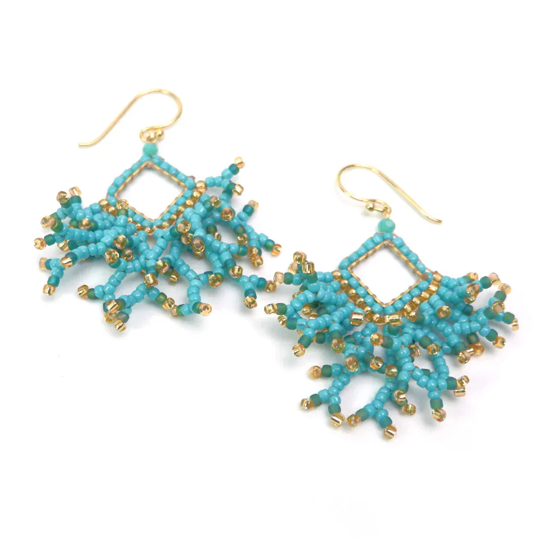Annabella Moore Earrings Handcrafted Gemstone Earrings - Japanese Beads and Turquoise Crystals