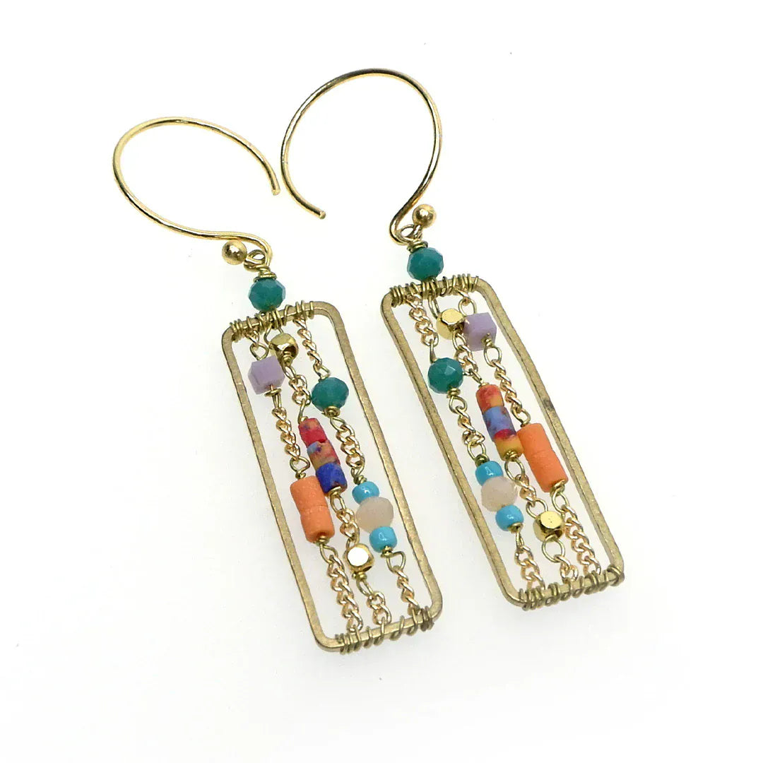 Annabella Moore Earrings Handcrafted Gemstone Earrings - Sunstone and Afghan Beads