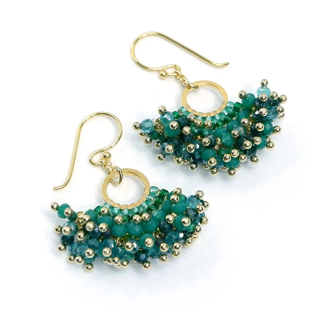 Annabella Moore Earrings Handcrafted Green Onyx and Jade Gemstone and Crystal Earrings