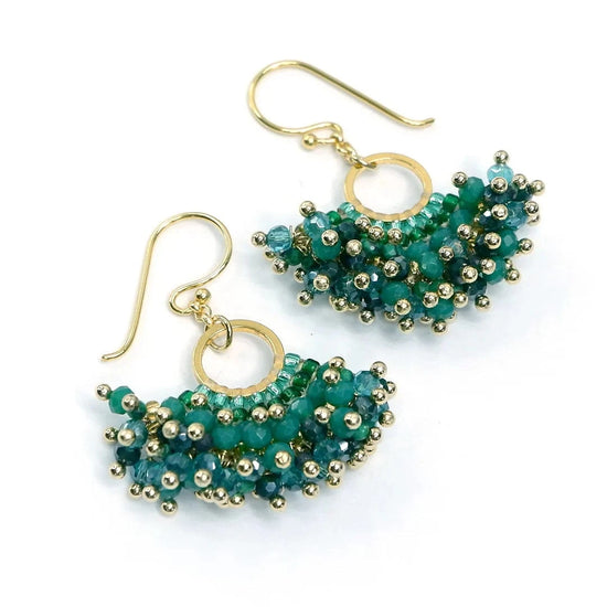 Annabella Moore Earrings Handcrafted Green Onyx and Jade Gemstone and Crystal Earrings