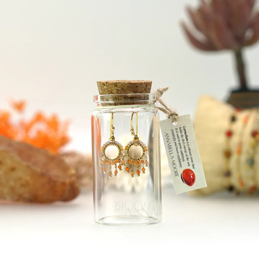 Annabella Moore Earrings Orange Handcrafted Dangling Gemstone Earrings