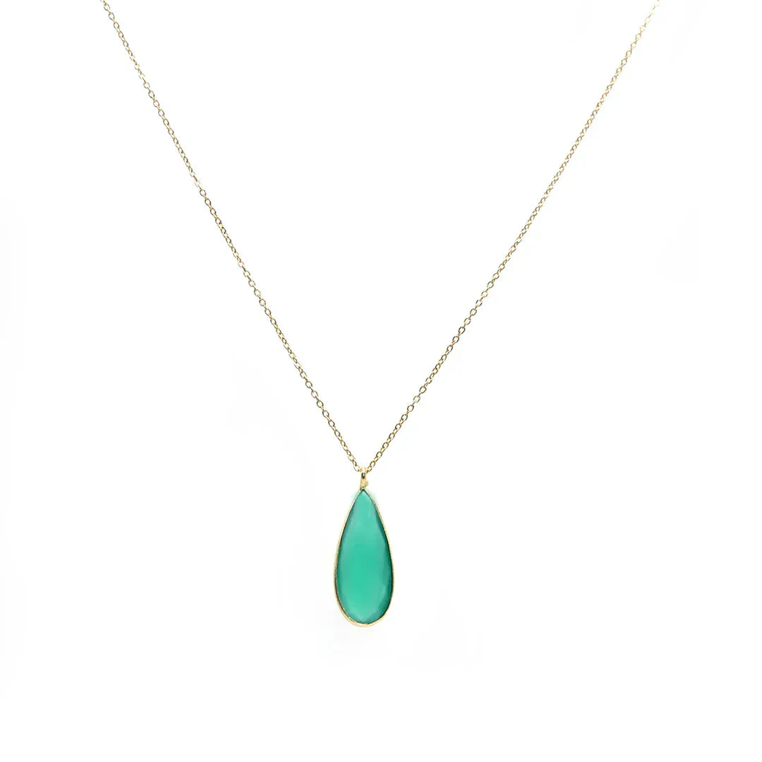 Annabella Moore Necklaces Handcrafted Green Onyx Gemstone Necklace with 18K Gold Plating