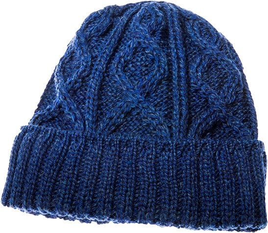 Aran Woollen Mills Hats & Gloves Blue Aran Diamond Stitch Hat