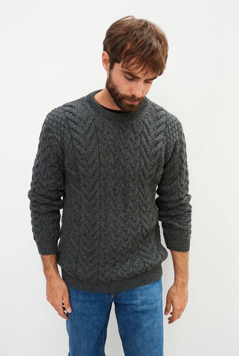 Aran Woollen Mills Mens Knitwear Cable & Weave Aran Crew Knit