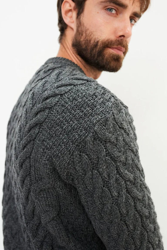 Aran Woollen Mills Mens Knitwear Cable & Weave Aran Crew Knit