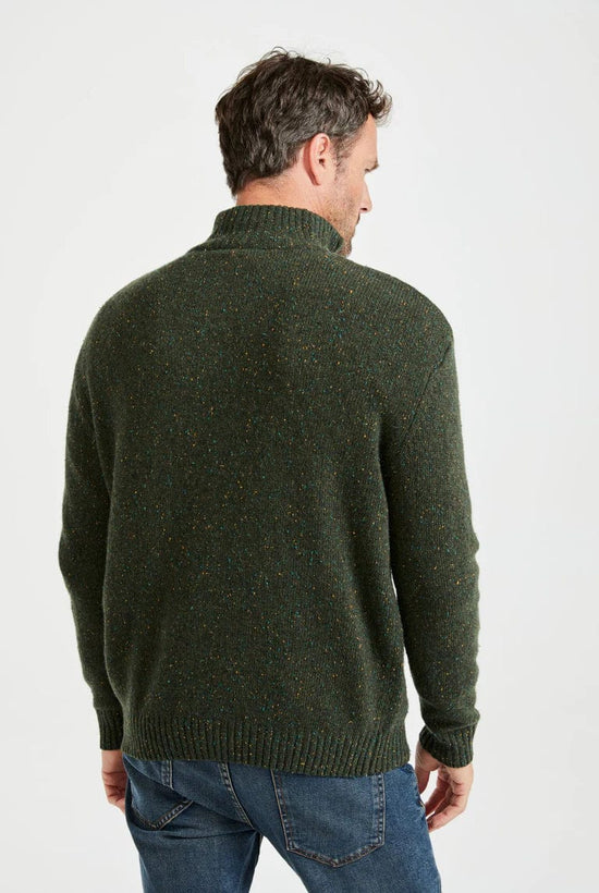 Aran Woollen Mills Mens Knitwear Troyer Zipped Knit Quarter Zip in Foliage