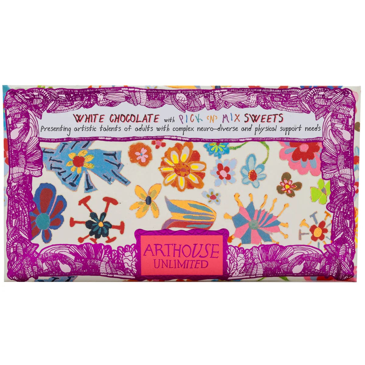 ARTHOUSE UNLIMITED Chocolate Bars Yellow Daffodil, White Chocolate Bar with Pick 'n' Mix Sweets