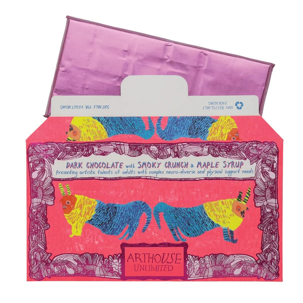 ARTHOUSE UNLIMITED Chocolate Before & After the Dentist, Dark Chocolate Bar with Smoky Crunch & Maple Syrup