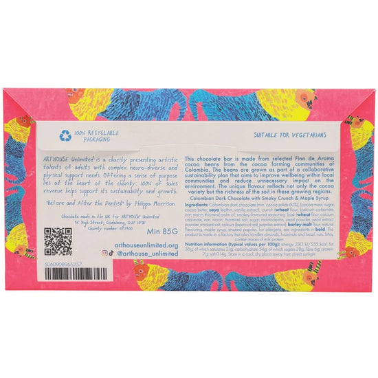 ARTHOUSE UNLIMITED Chocolate Before & After the Dentist, Dark Chocolate Bar with Smoky Crunch & Maple Syrup